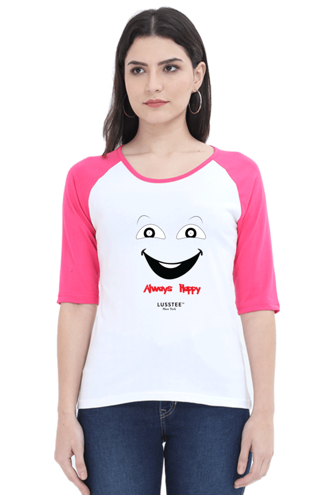 Raglan Full Sleeve-white-pink